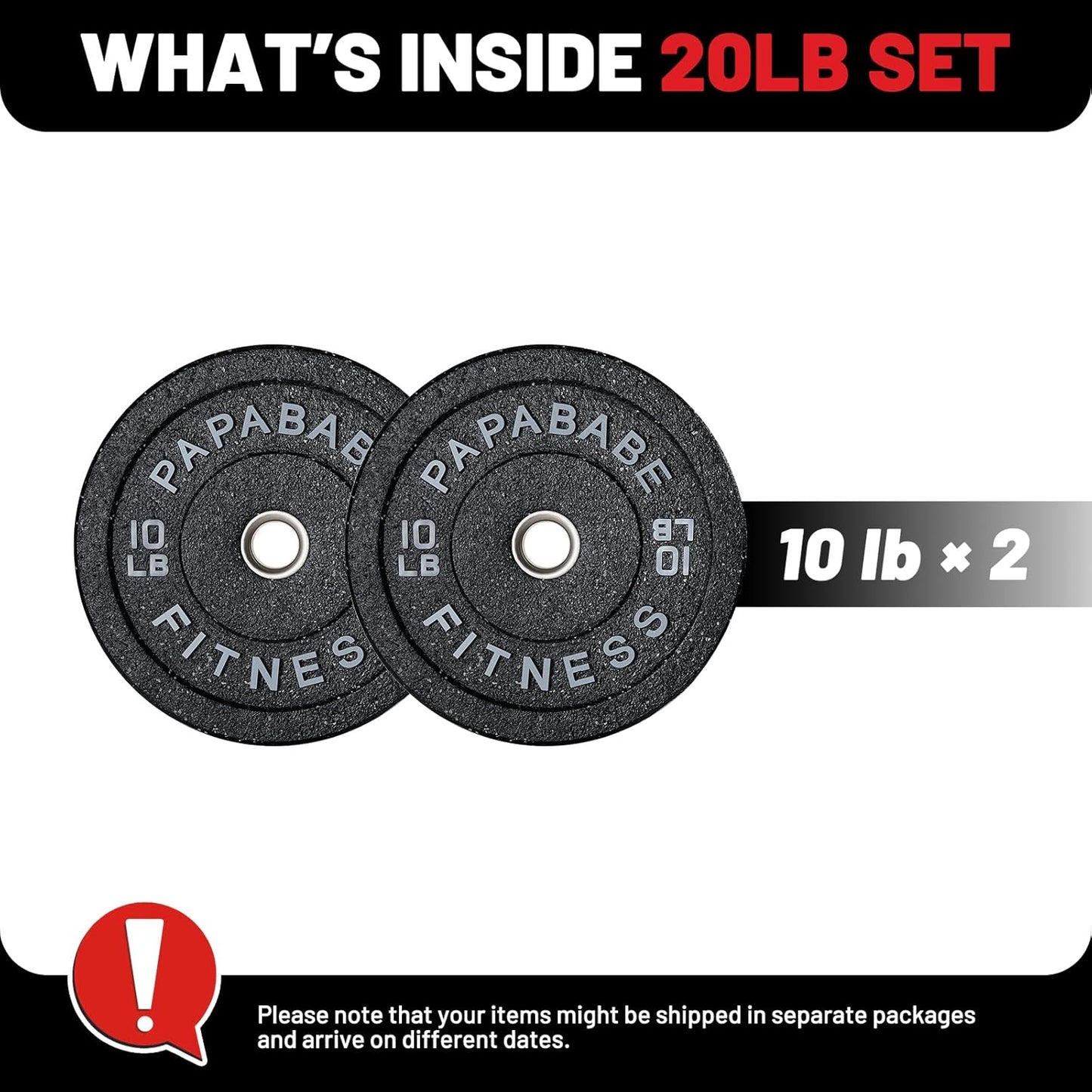 Weight Plates, 2-Inch Weights Plates Set, Floor Protective Rubber Weight Plates, 20/45/160/230/300/370Lb High Bounce Bumper Plates for Barbell Strength Training & Weightlifting (Single/Pair/Full Set)