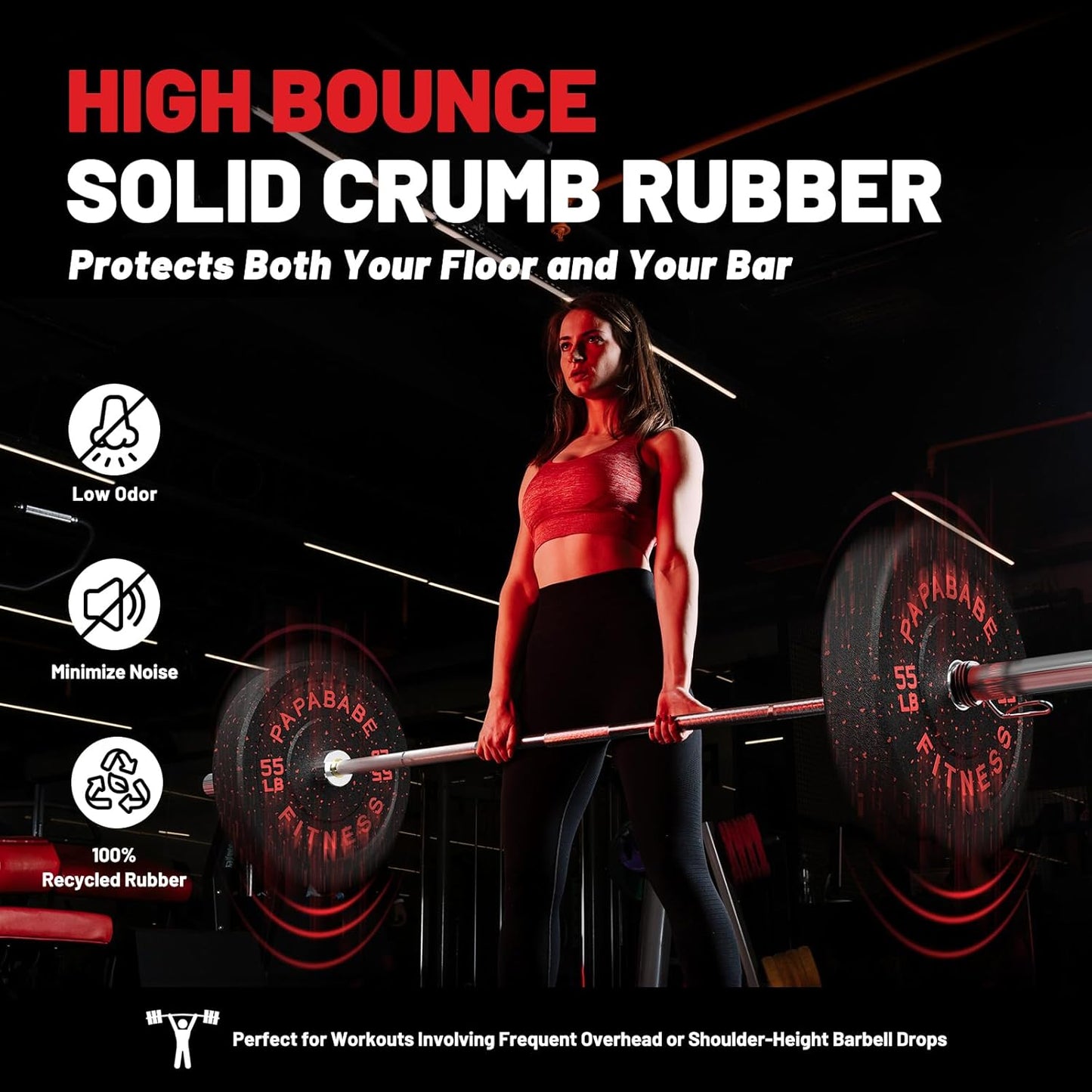Weight Plates, 2-Inch Weights Plates Set, Floor Protective Rubber Weight Plates, 20/45/160/230/300/370Lb High Bounce Bumper Plates for Barbell Strength Training & Weightlifting (Single/Pair/Full Set)